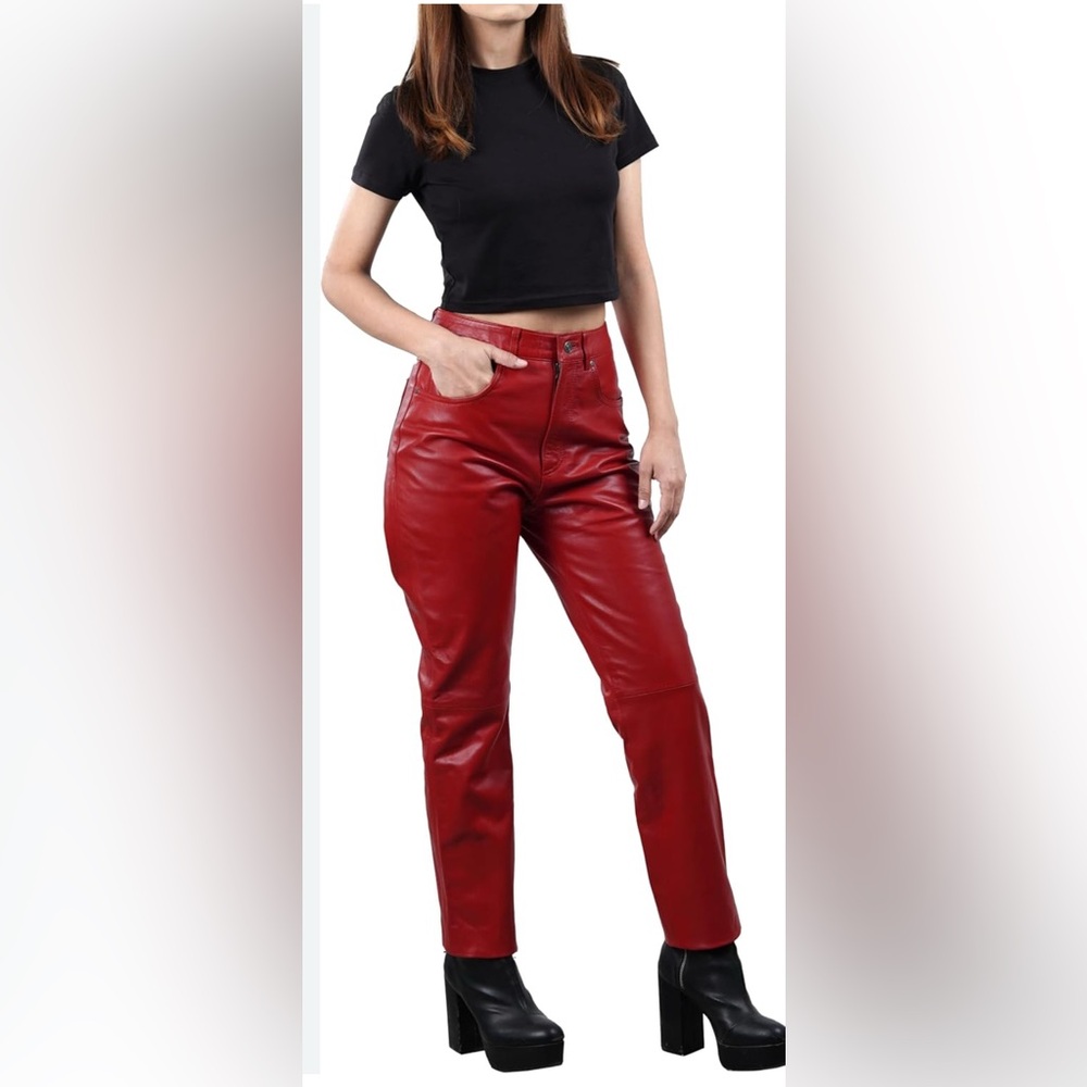 Maroon Faux Leather Pants